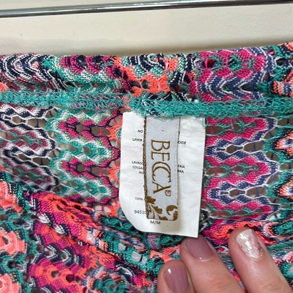 Becca by Rebecca Virtue - Crochet Swim Sheer Coverup Pants - Size M, Multi Color - Picture 5 of 10